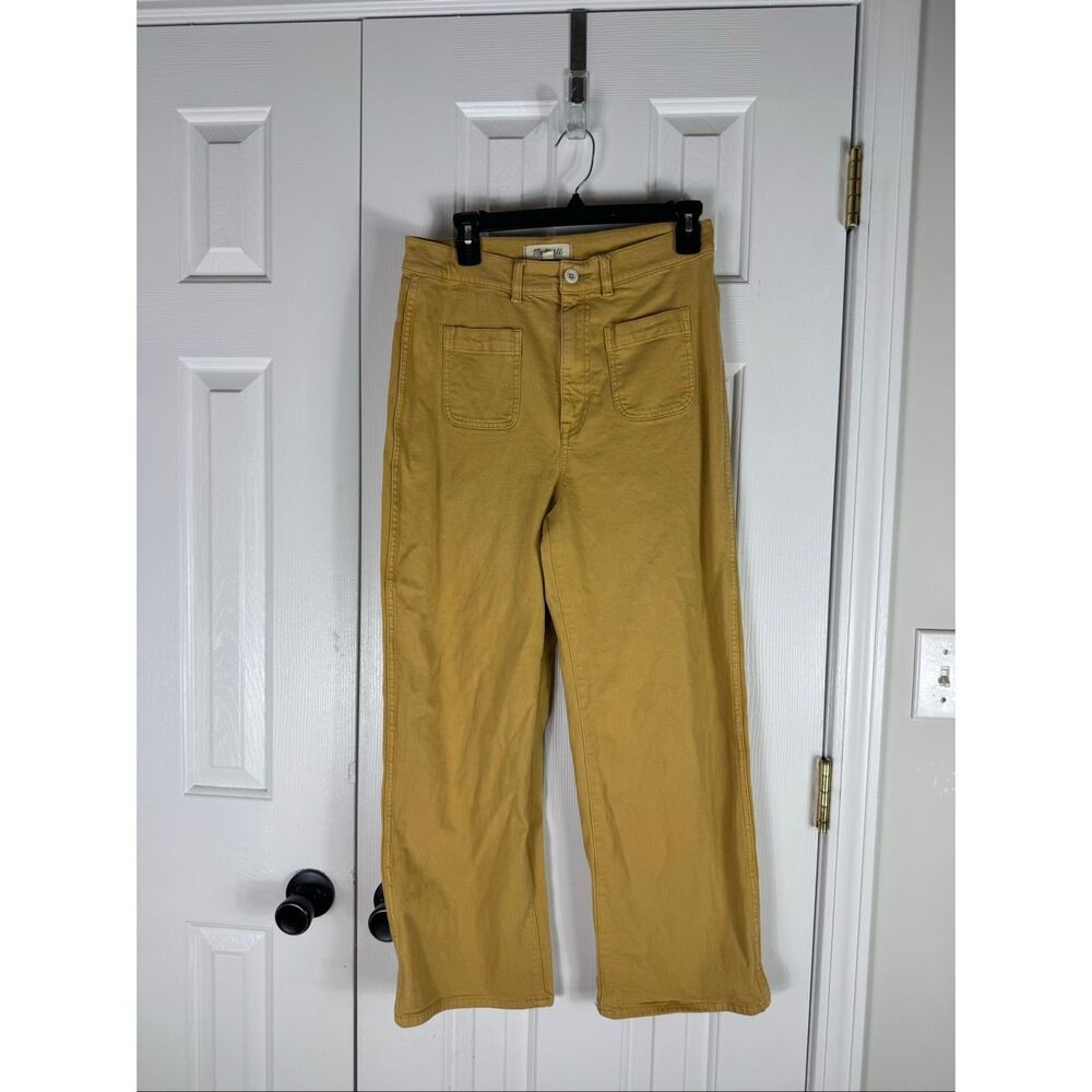 Madewell Womens Emmett Wide Leg Mustard Crop Jeans Size 29